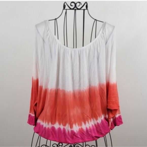 Vintage Havana Tops - VINTAGE HAVANA Boho Tie Dye White Pink Orange Shirt Size Small